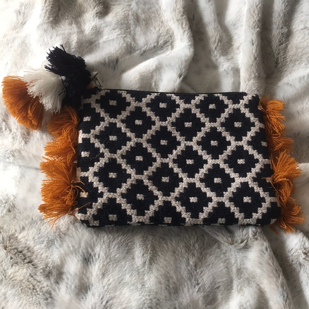 Cute blue, white and gold clutch